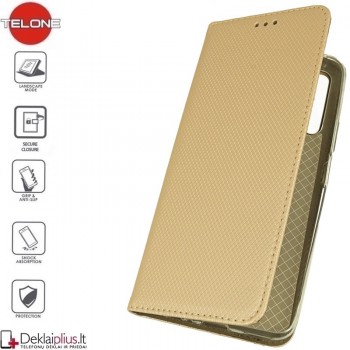 Telone smart magnet atverčiamas dėklas - auksinės spalvos (Huawei P SMART PRO)